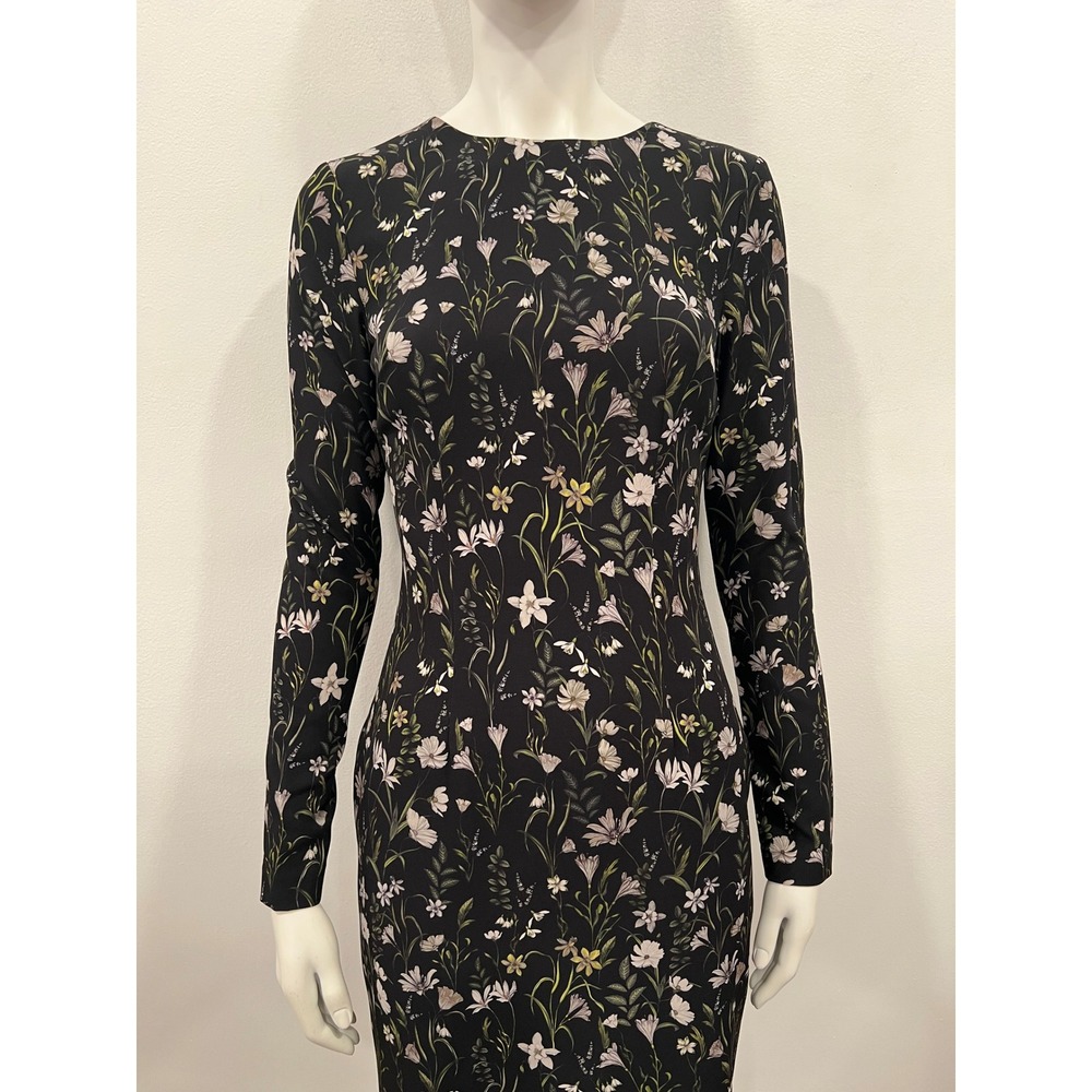 Cynthia Rowley Prairie Floral Fitted Midi Sheath Dress Black Womens Size 2 NEW